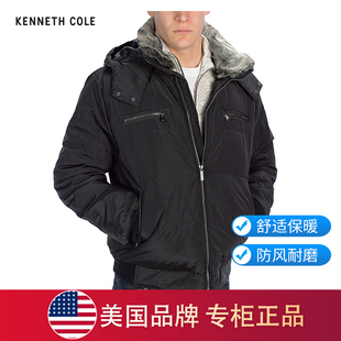 Kenneth Cole Faux Fur lined白鸭绒加厚帽子可拆羽绒服MF6 KC008