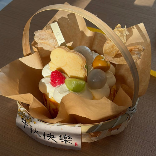 中秋竹篮手提蛋糕装饰 兔子硅胶模具中秋贴纸油纸巴斯克纸托配件