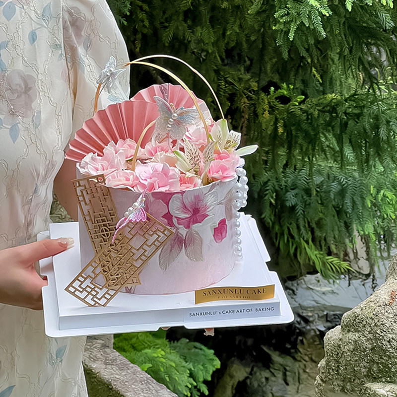 国潮风母亲节主题蛋糕装饰中式粉印花围边妈妈节鲜花折扇屏风插件,节庆用品/礼品,蛋糕/烘焙装饰用品,淘宝优惠券,粉丝福利购,淘宝优惠卷