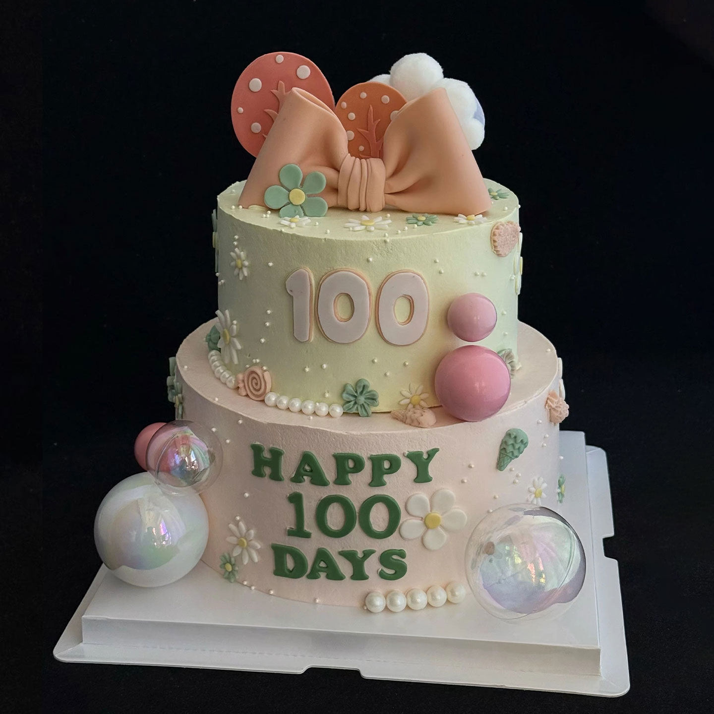 简约泡泡球宝宝百日宴多层蛋糕装饰翻糖花朵蝴蝶结小树透明球摆件,节庆用品/礼品,蛋糕/烘焙装饰用品,淘宝优惠券,粉丝福利购,淘宝优惠卷