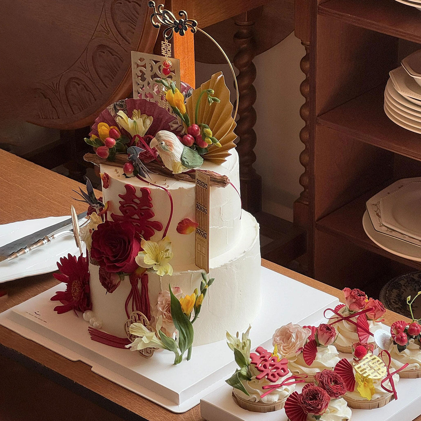 新中式国风订婚婚礼蛋糕装饰银杏屏风璎珞插件仿真花甜品烘培摆件,节庆用品/礼品,蛋糕/烘焙装饰用品,淘宝优惠券,粉丝福利购,淘宝优惠卷