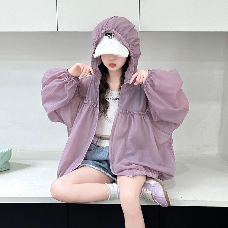 女童防晒衣夏季薄款外套2025新款中大童女孩夏款洋气花边防晒服潮