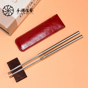 千锤佳艺纯银999筷子家用折叠旅行单人便携银筷足银餐具创意礼品