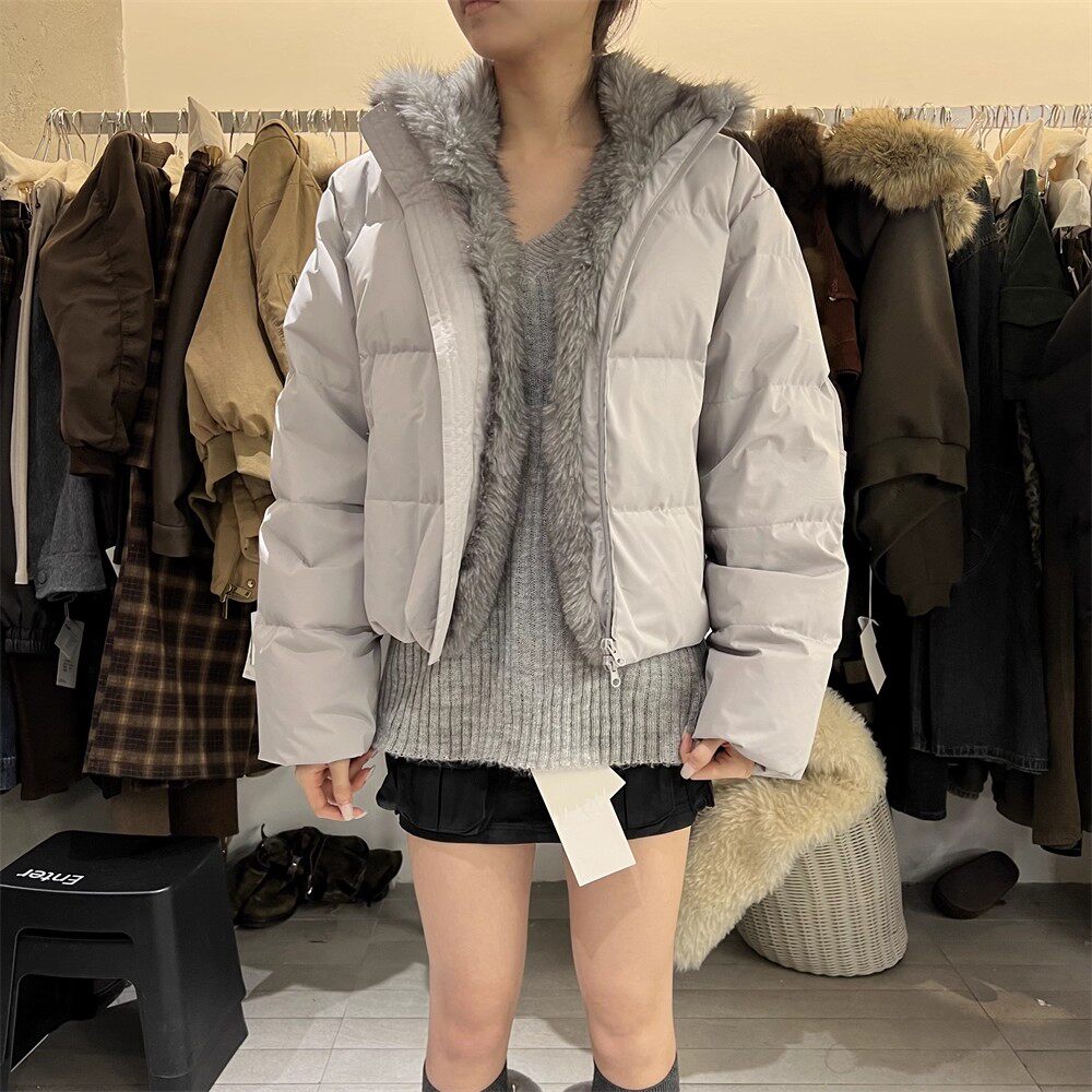 PLNH2025冬季新款韩版小众设计感宽松显瘦环保毛领保暖羽绒服外套