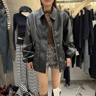 PLNH2025冬季新款韩版时尚设计感宽松显瘦蛋白皮皮衣百搭外套女