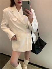 Real shot and real price Korean vertical sense suit coat + slim bra dress