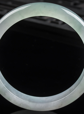 天然缅甸翡翠玉镯子女正品水润宽版玉手镯53.34g（内径58.6mm)