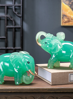 招财仿玉吉祥如意大象招财镇宅摆件家居客厅电视柜乔迁新居装饰品