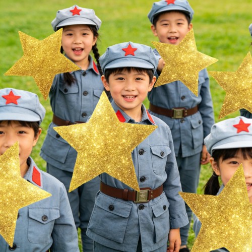 儿童红歌大合唱手拿五角星道具