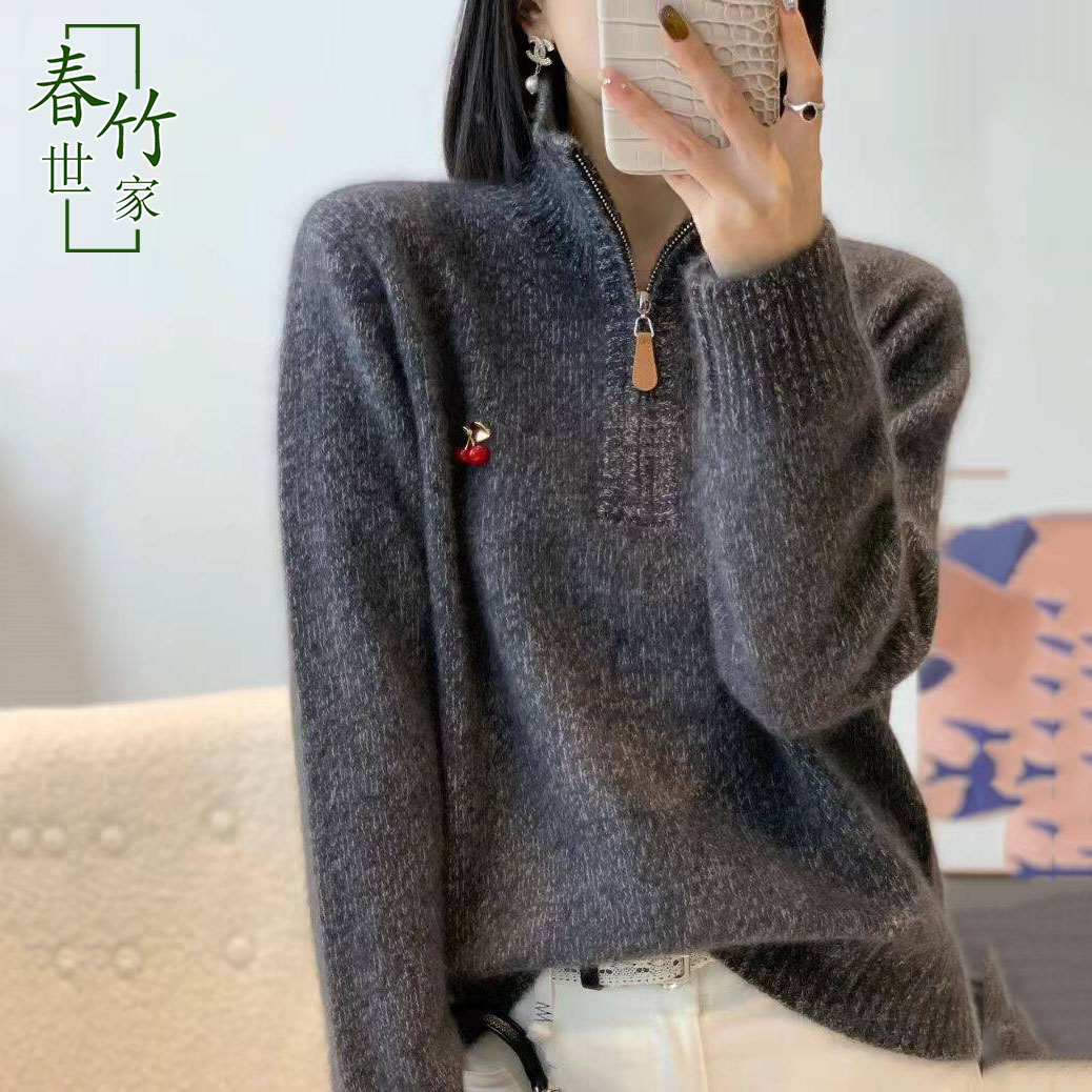 春竹世家羊毛羊绒衫女毛衣针织衫