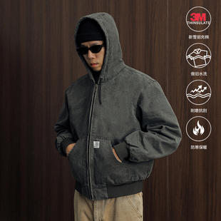 帽衫 工装 夹克3M新雪丽棉服外套 男士 Unblank复古水洗做旧J130美式