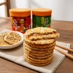 土沱麻饼传统糕点芝麻饼冰薄饼干380g筒包装冰糖葱香味休闲零食