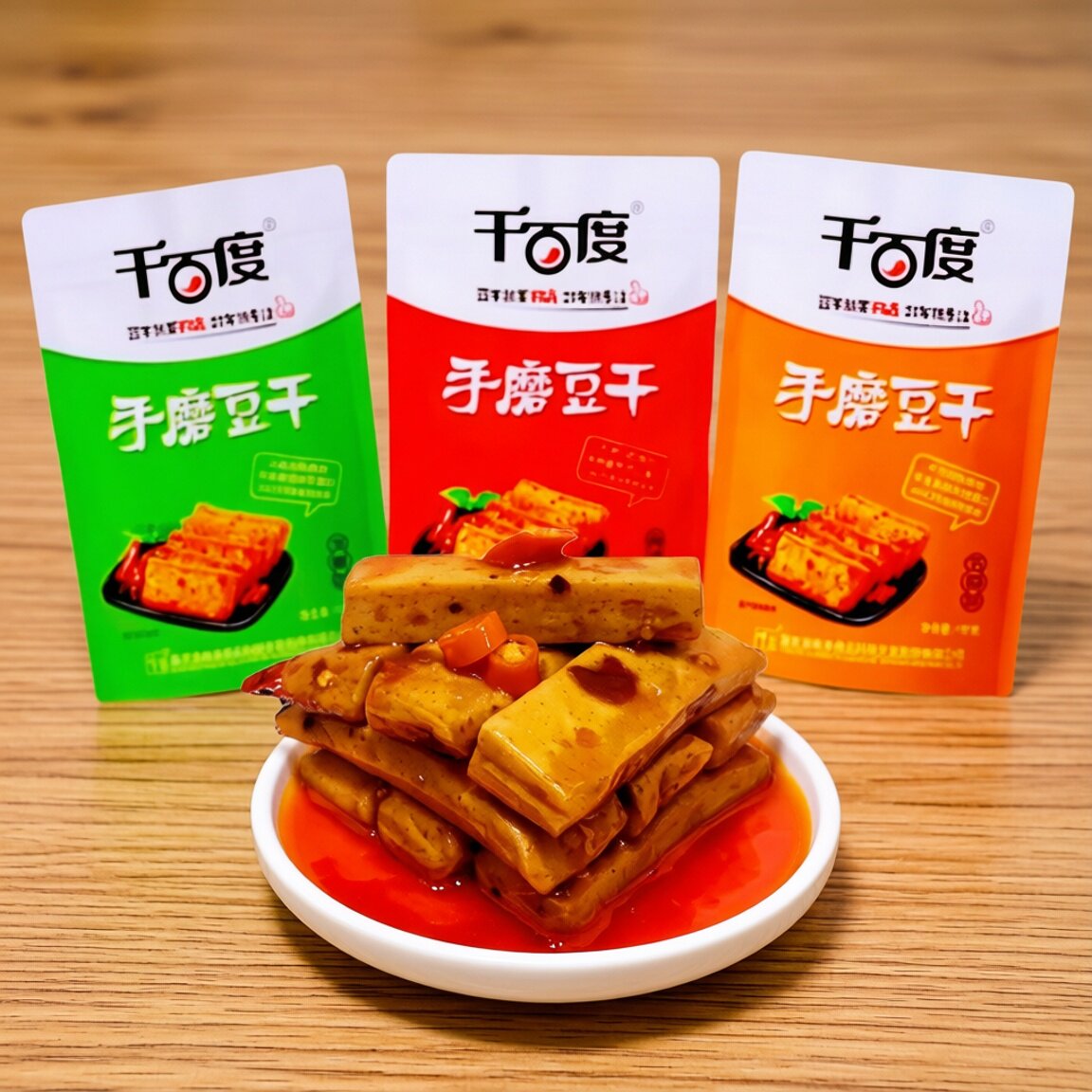 千百度手磨豆干重庆特产130g袋袋麻辣泡椒五香味豆腐干零食包邮