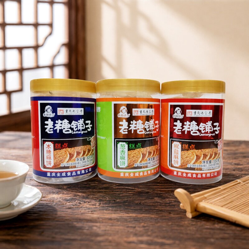 麻饼重庆特产老糖铺子芝麻饼320g筒中秋节传统糕点冰糖椒盐葱香味
