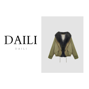 黛利新款 大毛领加厚保暖宽松派克服羽绒服女DL2511086 时尚