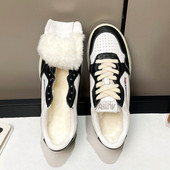 女冬季 加绒运动休闲板鞋 厚底东北棉鞋 autry小白鞋 毛毛鞋 女外穿