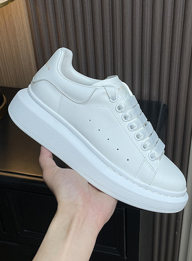 麦觉昆罗 小白鞋女2026新款真皮厚底全白超火韩版百搭运动板鞋潮