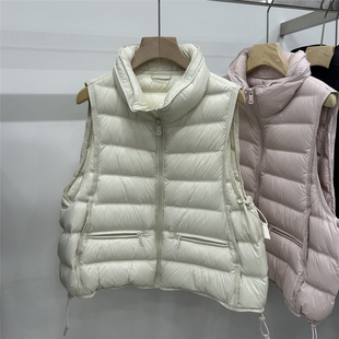 欧洲站欧货韩版立领排骨羽绒马甲女短款90白鹅绒保暖背心外穿潮