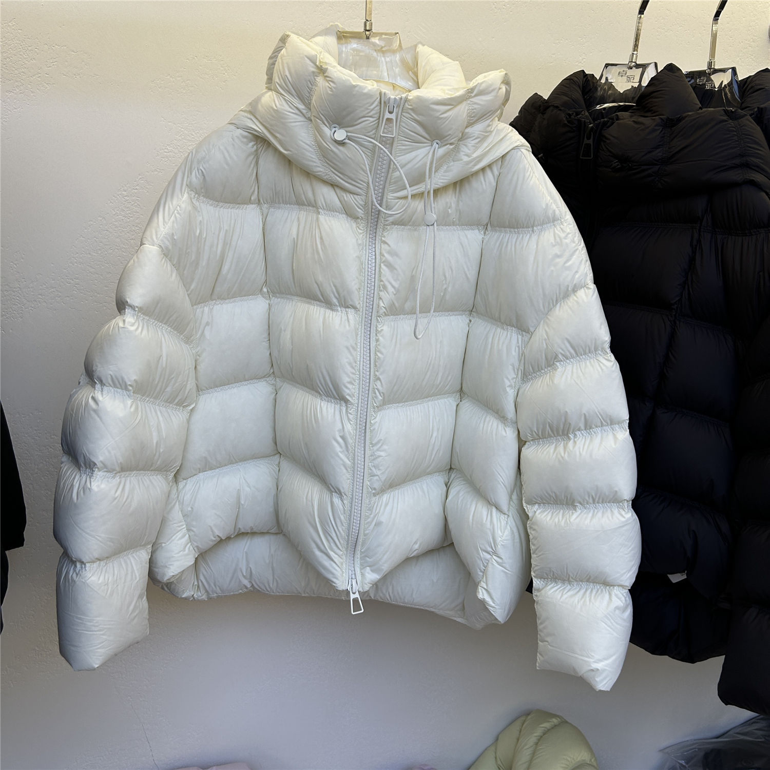 欧洲站欧货2025新款连帽90白鹅绒羽绒服女宽松百搭时尚外套9659