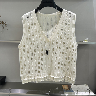 显瘦百搭开衫 V领镂空针织背心女无袖 上衣 新款 2026春季