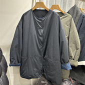 欧洲站欧货2025新款 圆领白鹅绒羽绒风衣外套女宽松百搭显瘦中长款