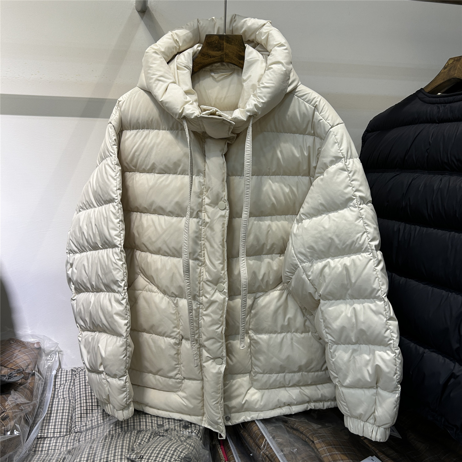 欧洲站韩系2025冬季新款连帽90白鹅绒羽绒服女中长款宽松外套2577