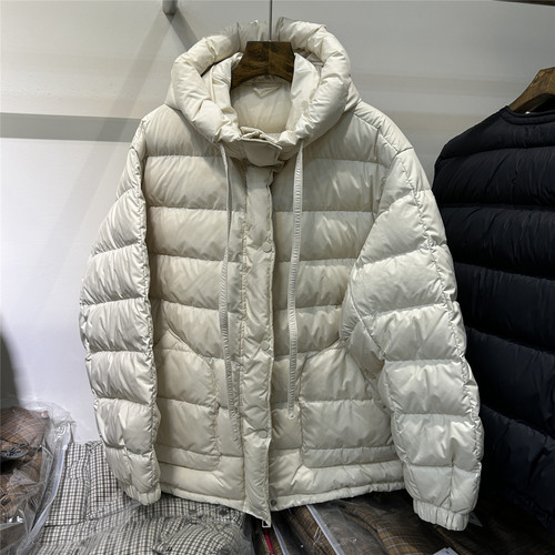 欧洲站韩系2025冬季新款连帽90白鹅绒羽绒服女中长款宽松外套2577