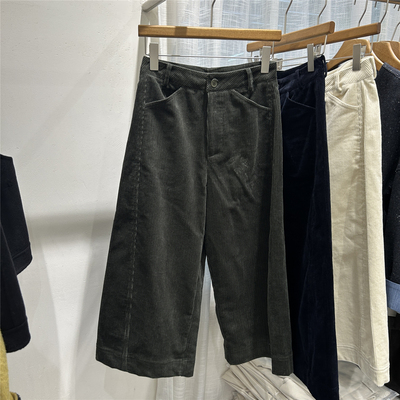 欧货2025秋季新款高腰显瘦直筒裤女百搭灯芯绒休闲裤子阔腿九分裤