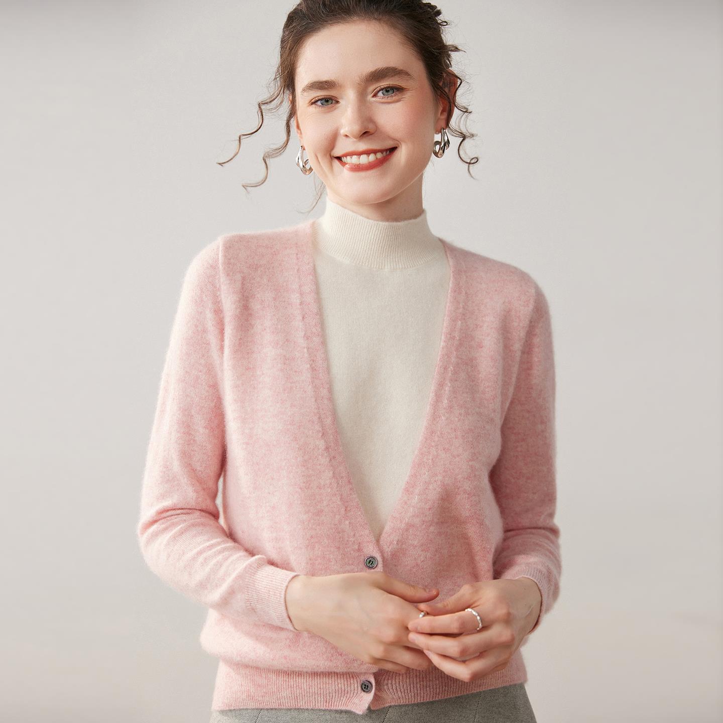 35%山羊绒衫65%羊毛内搭女假两件宽松拼色半高领上衣针织打底