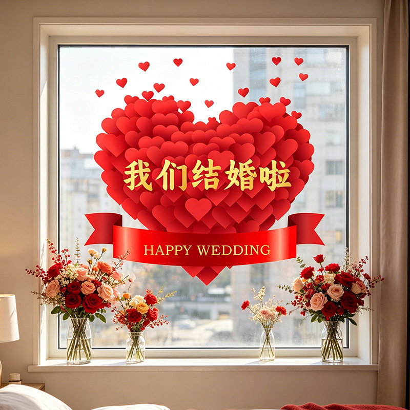 新款结婚静电贴婚房装饰婚庆用品