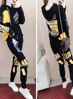 网红套装女2025春秋季新款时尚洋气卫衣两件套运动休闲显瘦二件套
