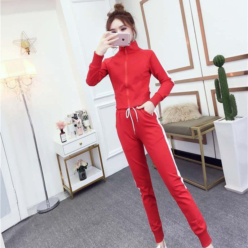 春秋季潮牌时尚减龄洋气显高小个子短款高腰休闲哈伦裤运动套装女,女装/女士精品,休闲运动套装,淘宝优惠券,粉丝福利购,淘宝优惠卷