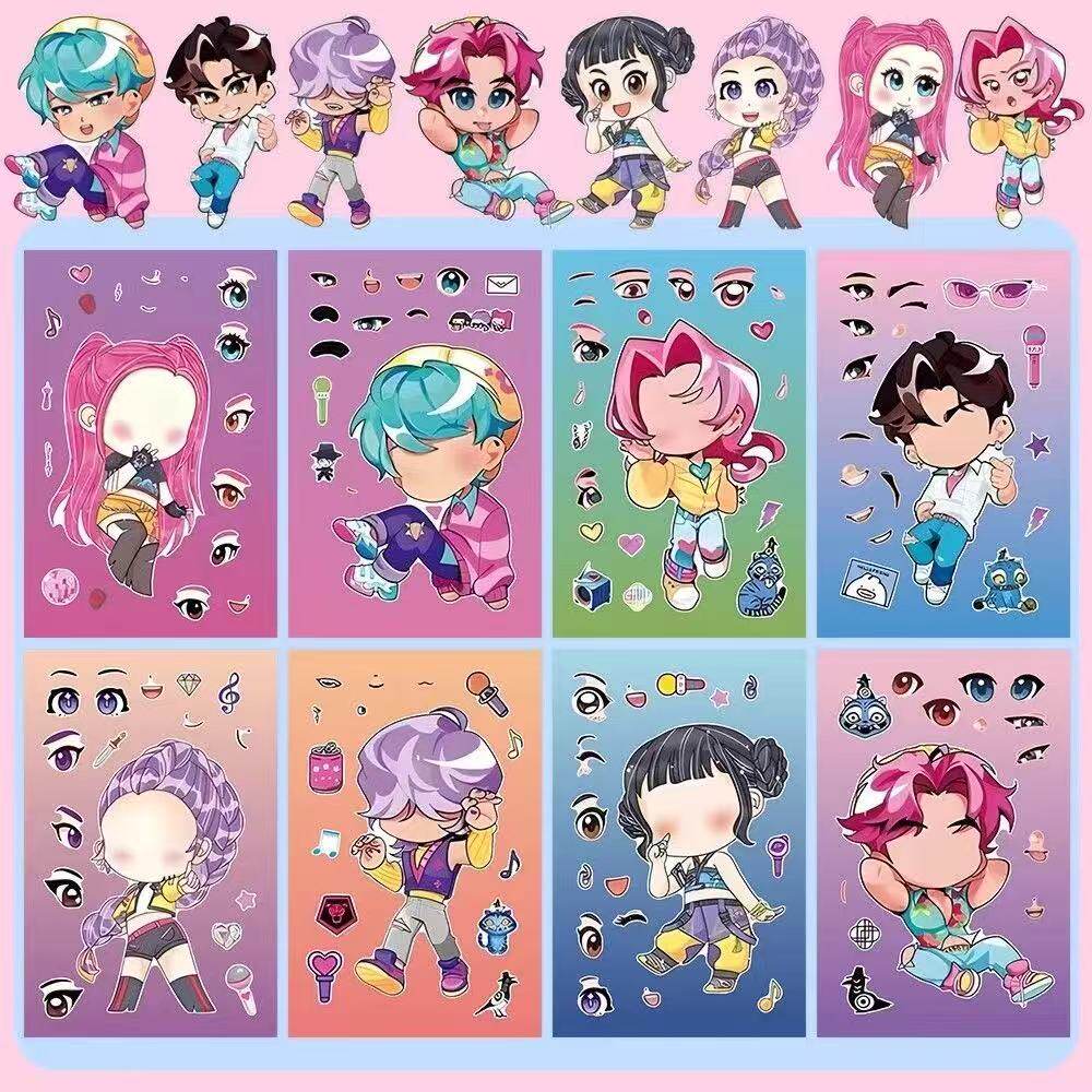 kpop猎魔女团人物换装贴纸儿童女孩益智玩具宝宝专注力卡通粘贴画