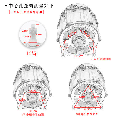 鸿润达电动三轮车磁动力高速电机配件大全60v1200w瓦霍尔1500改装