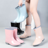 雨鞋 短筒防滑水靴防水 外穿韩国雨靴加绒可爱中筒学生水鞋 女时尚 款