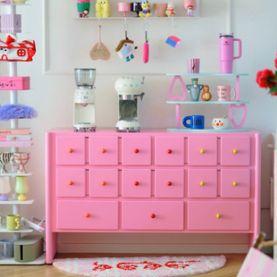 有家造物实木餐边柜卧室收纳储物柜装 饰七斗柜客厅玄关多巴胺彩色