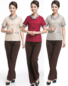 大码 格子领酒店保洁工作服长短袖 物业清洁女PA宾馆客房清洁工装