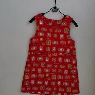 bossini kids卡通兔灯芯绒棉布裙背心裙连衣裙女童马甲裙120-130