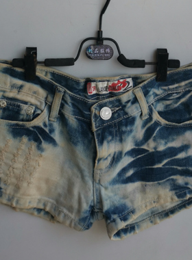 春夏新款蓝色做旧风格牛仔短裙女装热裤牛仔裤155-160CM