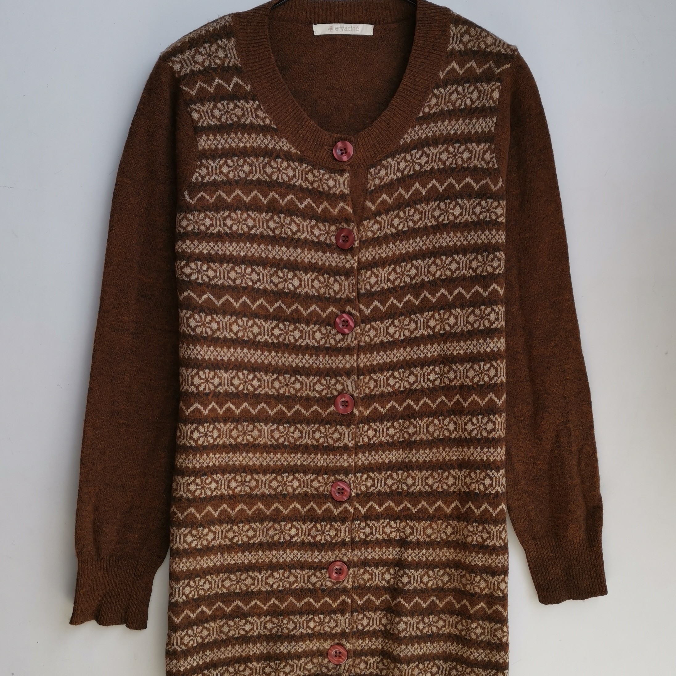 咖啡色雪花羊毛衫开衫外套毛衣165-170