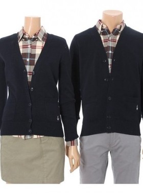 A20小熊羊绒衫女款开衫外套毛衣藏青色黑色V领155-160-165