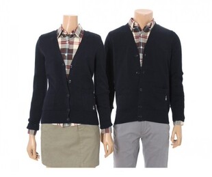 A20小熊羊绒衫女款开衫外套毛衣藏青色黑色V领155-160-165