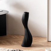 欧式 轻奢不规则小蛮腰创意奶油风玻璃花瓶客厅落地摆件