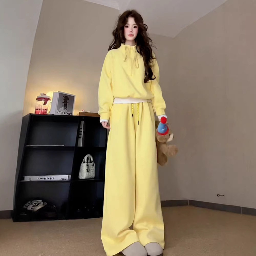 韩版运动套装女2026春秋季时尚显瘦减龄宽松个性卫衣直筒裤两件套