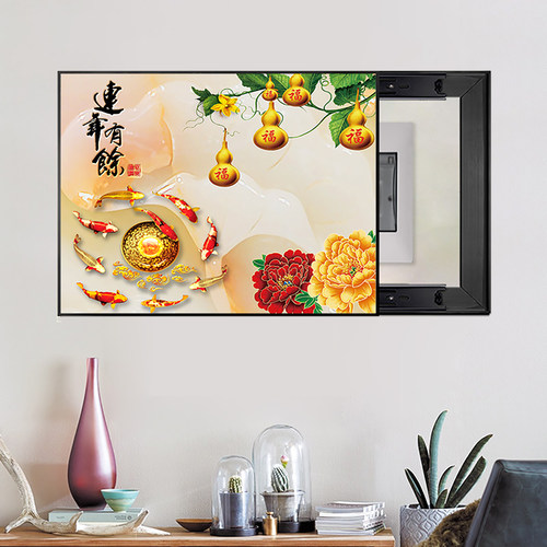 电表箱贴画免打孔中式5d浮雕画面