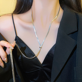 轻奢百搭超长蛇骨链可抽拉钛钢项链女小众轻奢设计高级感毛衣链潮