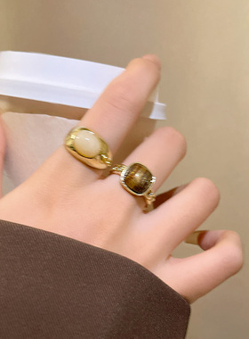 秋冬法式琥珀色锆石戒指