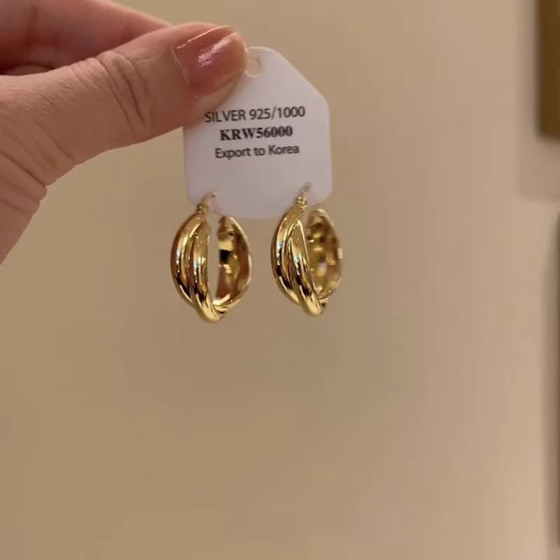 金属感交叉缠绕耳圈小众气质夏天耳环2025新款爆款轻奢高级感耳扣