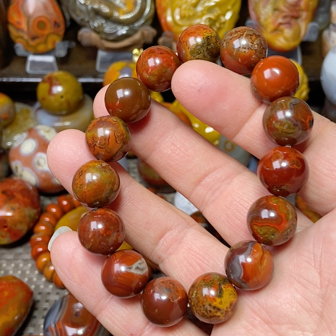 战国红玛瑙手串直径14毫米