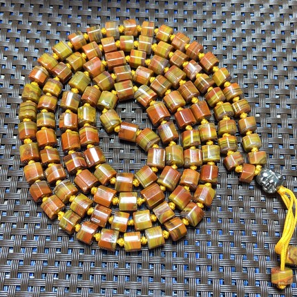 天然战国红玛瑙多圈手链项链108直径7毫米一物一图鸡油黄大湾